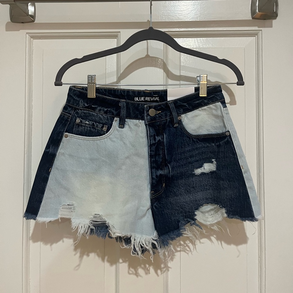 Blue Revival Two-Toned Denim Shorts